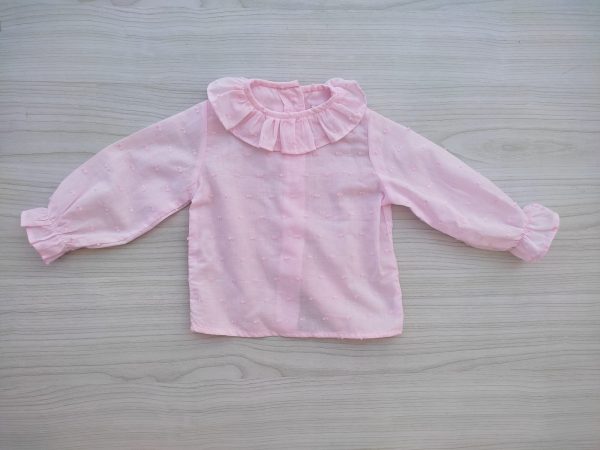 Blusa de plumeti rosa de manga larga